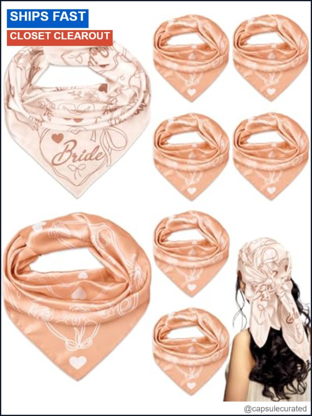 8 Pcs Bride Bandanas 100% Polyester Bachelorette Party Favors